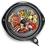 Elite Gourmet Smokeless Indoor Electric BBQ Grill with Glass Lid, Dishwasher Safe, Nonstick, Adjustable Temperature, Fast Heat Up, Low-Fat Meals Easy to Clean Design