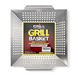Heavy Duty Stainless Steel Vegetable BBQ Basket for Grilling - Large, Thick Veggie Grilling Basket is Perfect for Grills, Smokers & Even Indoor Use - Dishwasher Friendly & Easy to Clean Grill Basket