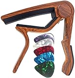 WINGO Guitar Capo for Acoustic and Electric Guitars - Rosewood Color with 5 Picks