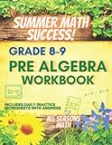 Summer Math Success: Pre Algebra Workbook Grade 8-9: Algebra Workbook for 8th and 9th Grade: Order of Operations, Inequalities, Simplifying Expressions and More (Answer Key Included)