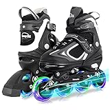 MammyGol Adjustable Inline Skates for Kids with Light up Wheels,Flashing Beginner Blades Skates for Boys and Girls Small -Little Kid (10-13US)