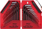 SEDY 32-Piece Hex Key Wrench Set, Metric and SAE Allen Wrenches (0.028-3/8 inch, 0.7-10 mm) L Shape Allen Keys, Chrome Vanadium Steelwith 2x Extension Handle