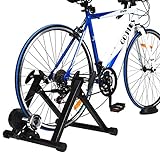 Goplus Bike Trainer Stand, Indoor Magnetic Exercise Bicycle Trainers with 8 Levels Resistance, Magnetic Flywheel, Double Locking System, Folding Cycling Training Stand for 26’’ - 28’’ Wheels