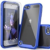 IDYStar iPod Touch 7th Generation Case, 2 in 1 Shockproof iPod Case with 2 HD Screen Protectors, Hybrid Heavy Duty Protection Shock Resistant Cover for iPod Touch 5/6/7th Generation, Blue