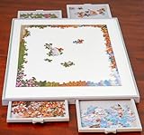 Bits and Pieces - 1000 Piece Puzzle Board with Drawers - Standard Pro Plateau - Lightweight Tabletop Deluxe Jigsaw Puzzle Organizer and Puzzle Storage System