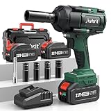 Avhrit Impact Wrench w/2x 5.0Ah Battery, 1000Nm(738Ft-lbs) High Torque Cordless Impact Wrench 1/2 Inch, Electric 1/2 Impact Gun for Car Truck Mower, Fast Charger & 4 Sockets