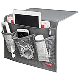DuomiW Bedside Storage Organizer, Bedside Caddy, Table Cabinet Storage Organizer, TV Remote Control, Phones, Magazines, Tablets, Accessories, Grey