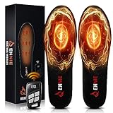 3500mAH Rechargeable Heated Insoles for Women Men, Up to 13 Hours Foot Warmer with Remote Control, Precise Temp Control Thermal Insoles for Outdoor (S-US Women's 5-9, Men‘s 3.5-7.5, Black)