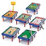 6 in 1 Sports Table Games for Kids - Mini Tabletop Pool, Hockey, Ice Hockey, Basketball, Golf, and Bowling - Great for Teaching Kids - Sports Games with Accessories