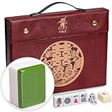 Yellow Mountain Imports Professional Chinese Mahjong Game Set, Double Happiness (Green) with 146 Medium Size Tiles - for Chinese Style Game Play [專業中式麻將]