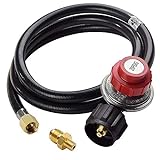 SHINESTAR 0-20 PSI Adjustable Propane Regulator with Hose (5FT), Perfect for Turkey Fryer, Grill, Gas Burner, Fire Pit, Orifice Connector Included