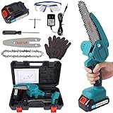 winemana Mini Chainsaw 4 & 6 Inch with 2 Battery, Cordless Battery Powered Electric Chainsaw, Powerful Handheld Small Chain Saws for Wood Cutting, Tree Trimming, Branch Pruning, Garden Tools