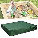 Oslimea Sandbox Cover with Drawstring, Square Dustproof Protection Beach Sandbox Canopy, Waterproof Sandpit Pool Cover (Green, 59.05' x 59.05')