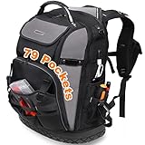 79 Pockets Tool Backpack for Men, HVAC Tool Bag Heavy Duty for Electrician, Laptop, Plumbing, Tool Backpack for Construction, Durable Zipper
