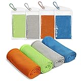 YOULEY Cooling Towel 4 Pack Gym Towel Ice Cool Towel (40'x12') with Waterproof Pouches Microfibre Sports Towel for Camping Hiking Yoga Golf Travel Fitness Workout & More Activities