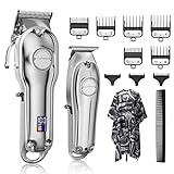 SUPRENT Hair Clippers for Men, Professional Hair Cutting Kit & T-Blade Trimmer Kit, Cordless Barber Kit with LED Display For Family