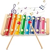 LovesTown Wooden Xylophone for Kids, Children Xylophone Toy with 2 Child Safe Mallets 8 Diatonic Keys Musical Instruments for Toddlers 1-3