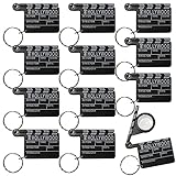 ArtCreativity Hollywood Clapboard Keychains, Set of 12, Lift Clapper to Reveal Magnifying Glass, Accessories for Keys, Backpack, or Pocket Book, Birthday Party Favors, Carnival Party Favors for Kids