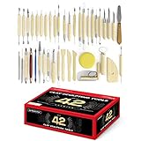 S & E TEACHER'S EDITION 42 Pcs Pottery & Clay Sculpting Tools, Double-Sided, Smooth Wooden Handles.