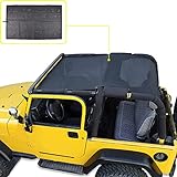 Mesh Shade Bikini Top UV Protection Sunshade Cover Front & Rear Passengers for Jeep Wrangler TJ 1997-2006 (Plain Black)