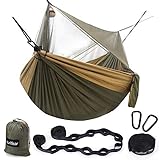Sunyear Hammock Camping with Net/Netting, Portable Camping Hammock Double Tree Hammock Outdoor Indoor Backpacking Travel & Survival, 2 Tree Straps (16+1 Loops Each, 20Ft Total)