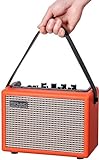 Acoustic/Electric Guitar Amplifier, 15 Watt Portable Bluetooth Amp for Guitar Acoustic/Electric with Reverb Effect, 2 Band EQ,Orange