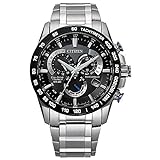 Citizen Men's Eco-Drive Sport Luxury PCAT Chronograph Super Titanium™ Watch, Power Reserve Indicator, Black Dial, 42mm (Model: CB5908-57E)