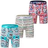 Men Underwear Big and Tall Male Boxer Briefs Underpants Long Leg Open Fly Soft Breathable Ultra Stretch Bamboo