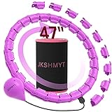 JKSHMYT Smart Weighted Fit Hoop Plus Size for Adults Weight Loss, Hula Circle-2 in 1 Infinity Fitness Hoop, 24 Links Detachable & Size Adjustable, with Ball Auto Rotate 360 Degree for Kids and Women