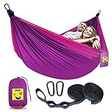 SZHLUX Camping Hammock Double Portable Hammocks Camping Accessories and Camping Gear,Great for Hiking,Outdoor,Beach,Camping, Purple & Pink, Large