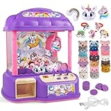 Unicorn Claw Machine for Kids,Mini Vending Candy Grabber Machines ,Electronic Arcade Claw Game Machine for Girls Boys,Prize Dispenser Toys for Party Birthday Easter Gifts with 28 Mini Plush Toys