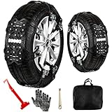 Zone Tech Car Snow Chains 6-Pack All Season Black Upgraded Premium Quality Strong and Durable Anti-Skid Car SUV and Pick Up Truck Tire Chains for Emergency and Travel