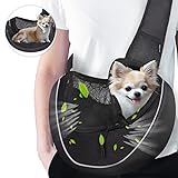 WOYYHO Small Pet Dog Sling Carrier Zipper Pocket Breathable Puppy Sling Carrier with Removable Bottom Adjustable Safe Dog Crossbody Carrier for Small Medium Dogs Cats Rabbit Outdoor Travel