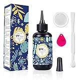 Crystal Clear Hard UV Resin Upgraded Formula Ultraviolet Fast Curing Resin for Jewelry Making Craft Decoration, Hard Transparent Glue Solar Cure Sunlight Activated Resin (100g)