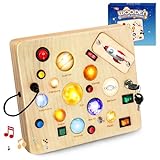 OAKJAR Busy Board for Toddler, Montessori Toys with LED Light, Wooden Sensory Toys for Toddler Activity for 1-6 Year Old Boys & Girls, Christmas & Birthday Gift for Toddler (Solar System)