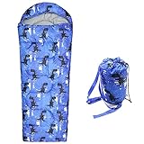Kids Sleeping Bags - Camping Sleeping Bags with Carry Bag - Compact Sleeping Bag for Hiking, Backpacking 3 Season Warm & Cool Weather, Lightweight Waterproof Outdoor Travel for Boys Girls (Blue)