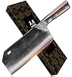 Cleaver Knife - ENOKING Serbian Chef Knife Hand Forged Meat Cleaver German High Carbon Stainless Steel Chopping Butcher Knife Kitchen Knives with Full Tang Handle for Home and Restaurant, Ultra Sharp