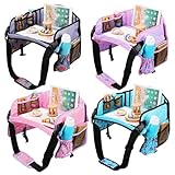 Sanwuta 4 Pack Kids Travel Tray Unicorn Mermaid Car Seat Tray Table Road Trip Kids Essentials Desk Organizer for Kids Toddlers Long Road Trip Activities Car Air Travel No Drop Tablet Holder