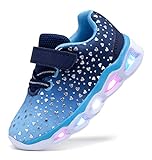 SINOSKY Toddler Girls Led Shoes Kids Light Up Sneakers (9 Toddler,Blue)