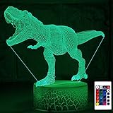 Aolalow T-Rex 3D Night Light, 3D Illusion Night Lamp, USB LED Table Lamp with Touch Sensor and 7 Colors Change, Room Decor, Gifts for Children Boys Girls