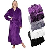 Womens Plush Fleece Bath Robe, Fluffy Long Bathrobe, Great Gift for Mom, Grandma, Daughter, Sister, Wife, Friend