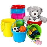 30 Pieces Mini Plastic Beach Pail 6.3 Inch Plastic Small Bucket Small Sand Pail Beach Toy Building Beach and Sandbox Toys for Summer Beach Toys Practical Gift Party Favor and Prize