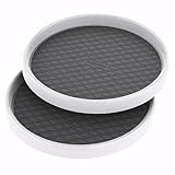 Pretireno Lazy Susan Turntable 2 Pack, Non-Skid Lazy Susan Organizer 10 Inch for Cabinet, Pantry, Kitchen, Countertop, Vanity Display Stand White/Gray