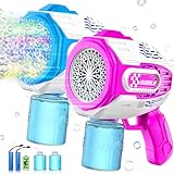 Rechargeable Bubble Gun Machine for Kids, VATOS 2PCS Automatic Light up Bubble Gun with 2 Bubble Solution, Bubble Blower Toy Gift for Outdoor Indoor Birthday Wedding Party Bubble Blaster