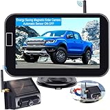 Magnetic Backup Camera Wireless Solar: Energy Saving Rechargeable Trailer Hitch Camera Easy Install No Wiring-Drilling Automatic Sensor on/off HD 1080P 5' Monitor for Truck Car SUV RV LeeKooLuu LK14