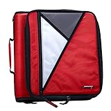 Case-it The Universal Zipper Binder - 2 Inch O-Rings - Padded Pocket That Holds up to 13 Inch Laptop/Tablet - Multiple Pockets - 400 Page Capacity - Comes with Shoulder Strap - Fire Engine Red LT-007