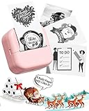 Memolife Sticker Maker Machine - Mini Thermal Printer with 6 Rolls Non-Adhesive Paper (2in*21.3ft/Roll), Inkless Printer for iphone & Android, Sticker Printer for Back to School Supplies for Teen Gift