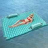 Lake Floats for Adults with Pool Hammock, JHUNSWEN 114'' x 72'' Giant Inflatable Floating Mat for Lake Pool Boating Beach, Floating Island for Water Relaxing Party, for Family Couple Friends