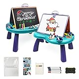 Table Art Easel for Kids Double Sided Easel with Whiteboard &Blackboard Portable Foldable Desktop Drawing Easel with Painting Accessories for Kids Aged 3 4 5 6 7