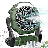 Portable Misting Fan, Outdoor Mist Fans for Outside Patios, 10000mAh Rechargeable Battery Powered Personal Cooling Fan with Mister, 8-Inch, 250mL Water Tank & LED Lantern, for Home, Patios, Camping